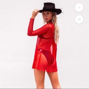 Red Mesh Festival Mini Dress - Her Pony the Label